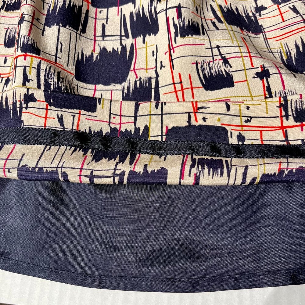 Anthropologie Navy Blue 100% Silk “Blurred Shapes Dress” by Burlapp Size 4 - Picture 5 of 8